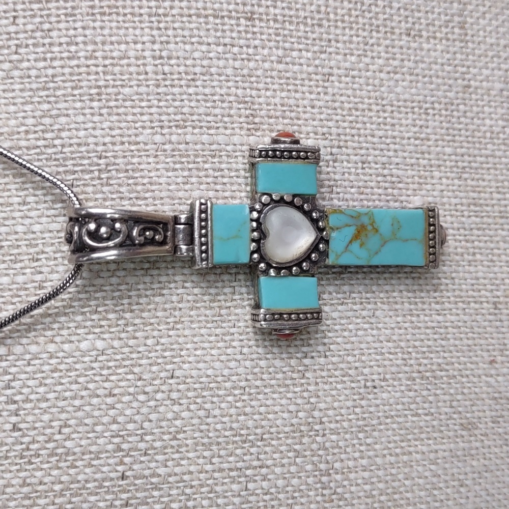 Semi-precious Gemstone/Sterling Silver Reversible Cross Necklace
